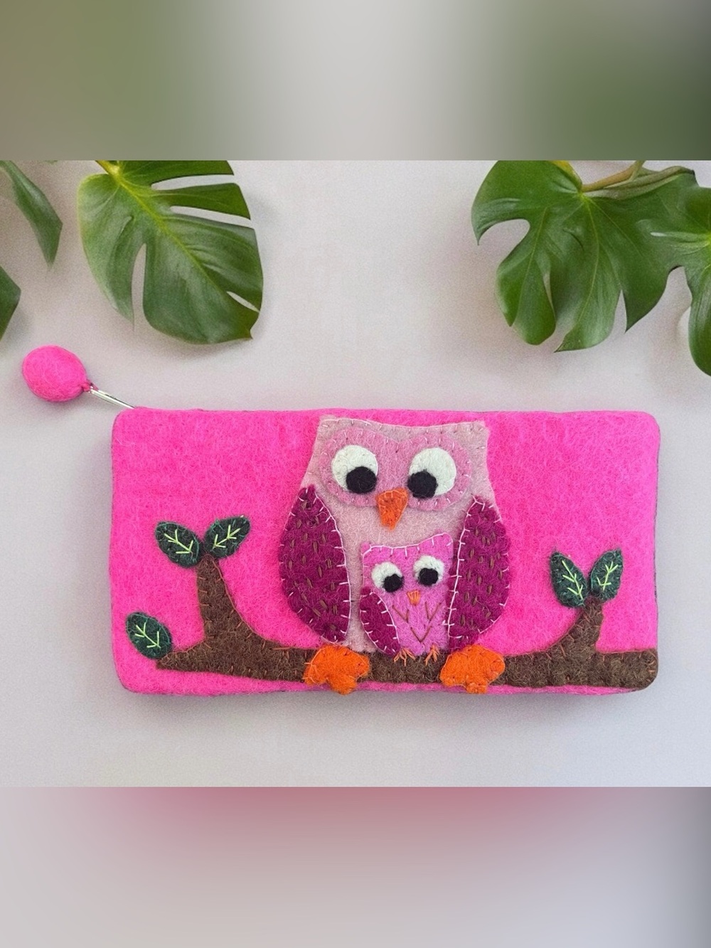 Felted Owls on a Branch Pouch